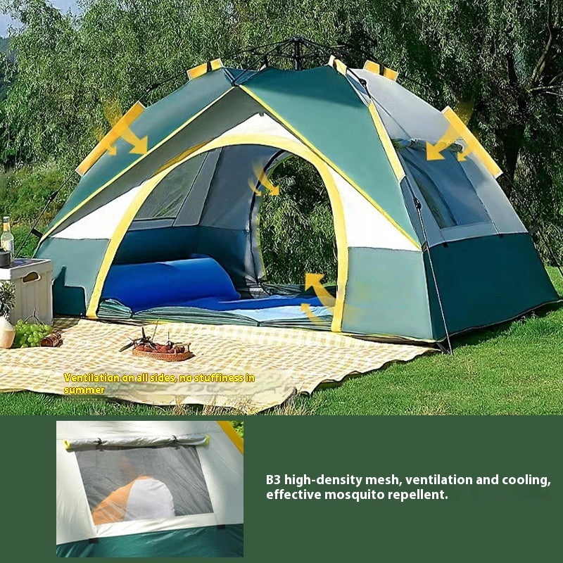 4-Season Double-Layer Camping Tent | Durable Oxford Cloth Base with Fiberglass Poles, Spring to Winter Outdoor Shelter