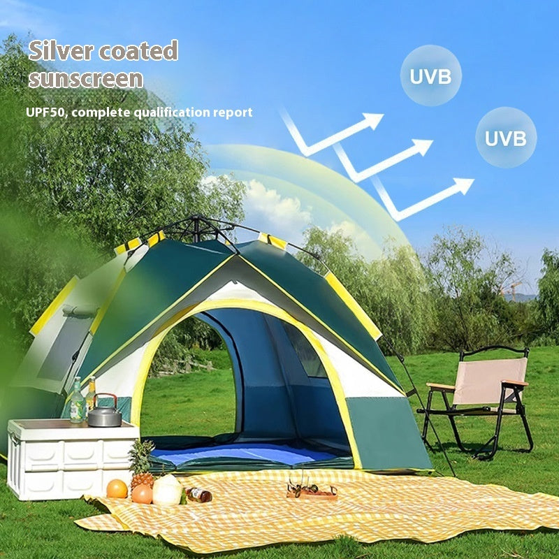 4-Season Double-Layer Camping Tent | Durable Oxford Cloth Base with Fiberglass Poles, Spring to Winter Outdoor Shelter